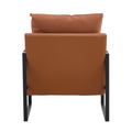 Pu Leather Accent Arm Chair Mid Century Upholstered Armchair With Metal Frame Extra Thick Padded Backrest And Seat Cushion Sofa Chairs For Living Room Brown Pu Leather Metal Frame Foam Sf 008 Brown Foam Pu