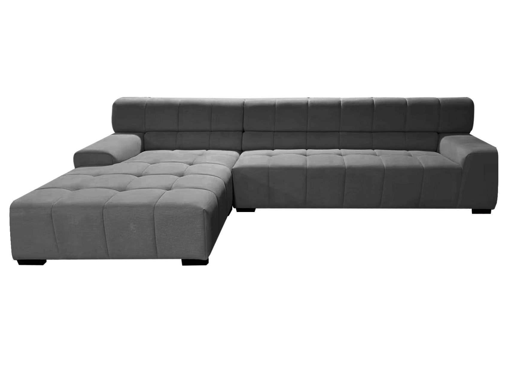 125.98" Sectional Sofa Dark Grey Dark Gray Fabric