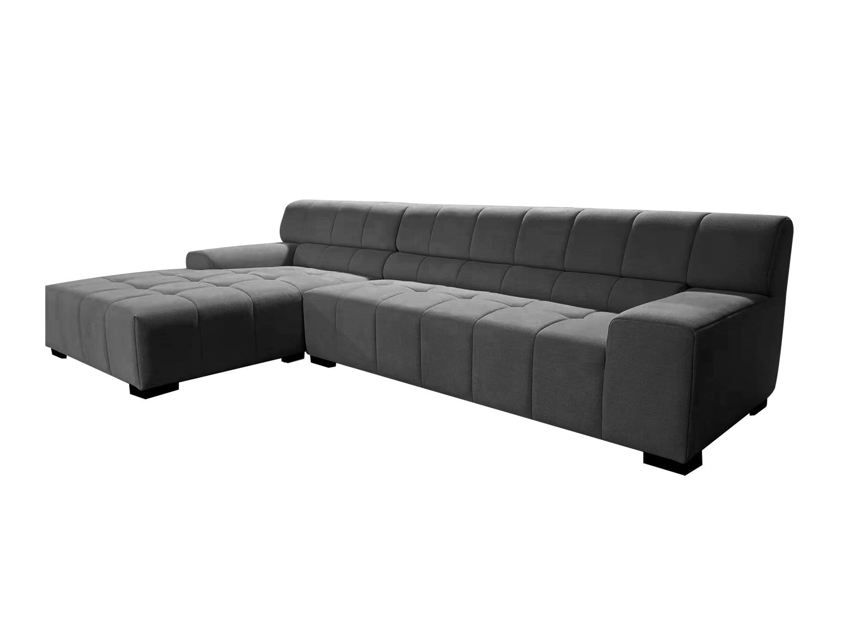 125.98" Sectional Sofa Dark Grey Dark Gray Fabric