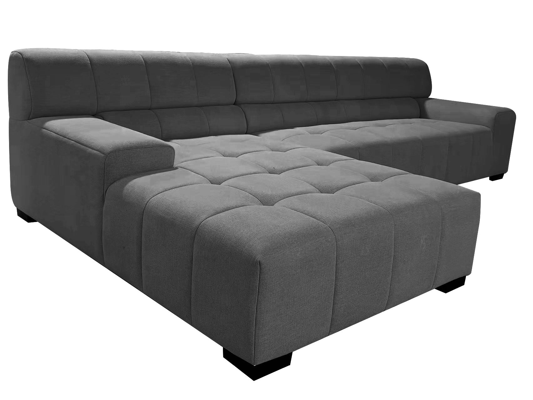 125.98" Sectional Sofa Dark Grey Dark Gray Fabric