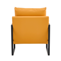 Pu Leather Accent Arm Chair Mid Century Upholstered Armchair With Metal Frame Extra Thick Padded Backrest And Seat Cushion Sofa Chairs For Living Room Orange Pu Leather Metal Frame Foam Sf 008 Orange Foam Pu