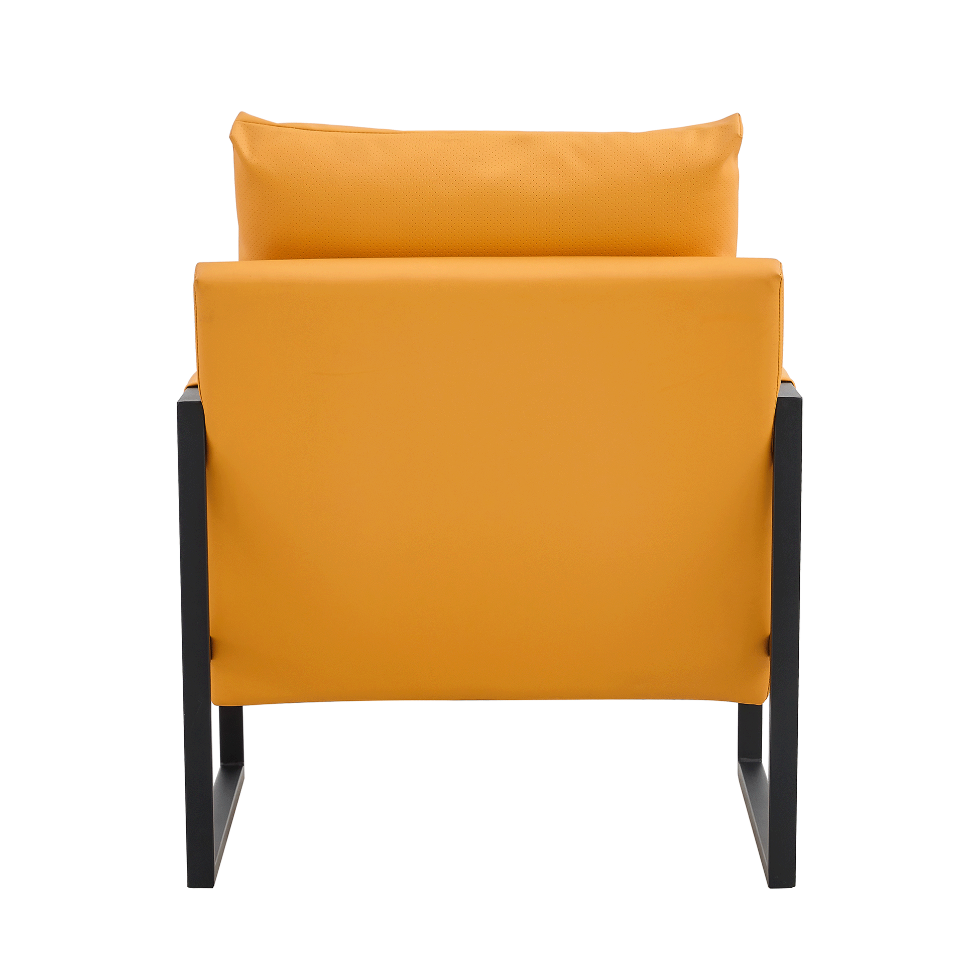 Pu Leather Armchair, Medieval Metal Frame Cushion Backrest Living Room Sofa Chair Orange Pu Leather Metal Frame Foam 2 Pieces Sf 008 Orange Foam Pu