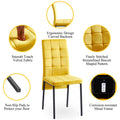 5 Pieces Functional Retractable Ceramic Table Dining Table Dining Set Including Yellow Velvet High Back Black Color Legs For Living Room,Dining Room,Kitchen Metal Gray Yellow Seats 4 Metal Dining Room Modern 4 Leg Square Dining Table With Chair Ceramic