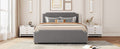 Upholstered Platform Bed With Stud Trim Headboard And Footboard And 4 Drawers No Box Spring Needed, Velvet Fabric, Queen Size Gray Queen Gray Upholstered