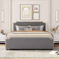 Upholstered Platform Bed With Stud Trim Headboard And Footboard And 4 Drawers No Box Spring Needed, Velvet Fabric, Queen Size Gray Queen Gray Upholstered