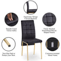 5 Pieces Dining Set Including Black Velvet High Back Golden Color Legs Nordic Dining Chair & Creative Design Mdf Dining Table Metal Black Seats 4 Brown Metal Dining Room 4 Leg Square Dining Table With Chair Mdf