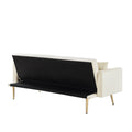 Cream White Convertible Folding Futon Sofa Bedsleeper Sofa Couch For Compact Living Space. Cream White Wood Primary Living Space Tufted Back Square Arms Foam Velvet