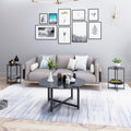 35.5'' Round Whole Black Coffee Table, Clear Coffee Table Modern Side Center Tables For Living Room Living Room Furniture Black Glass