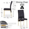 5 Pieces Dining Set Including Black Velvet High Back Golden Color Legs Nordic Dining Chair & Creative Design Mdf Dining Table Metal Black Seats 4 Brown Metal Dining Room 4 Leg Square Dining Table With Chair Mdf