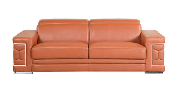 Top Grain Italian Leather Sofa Camel Foam Leather