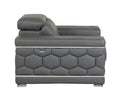 Top Grain Italian Leather Chair Dark Gray Foam Leather