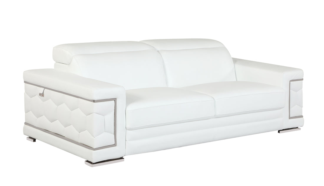 Top Grain Italian Leather Sofa White Foam Leather