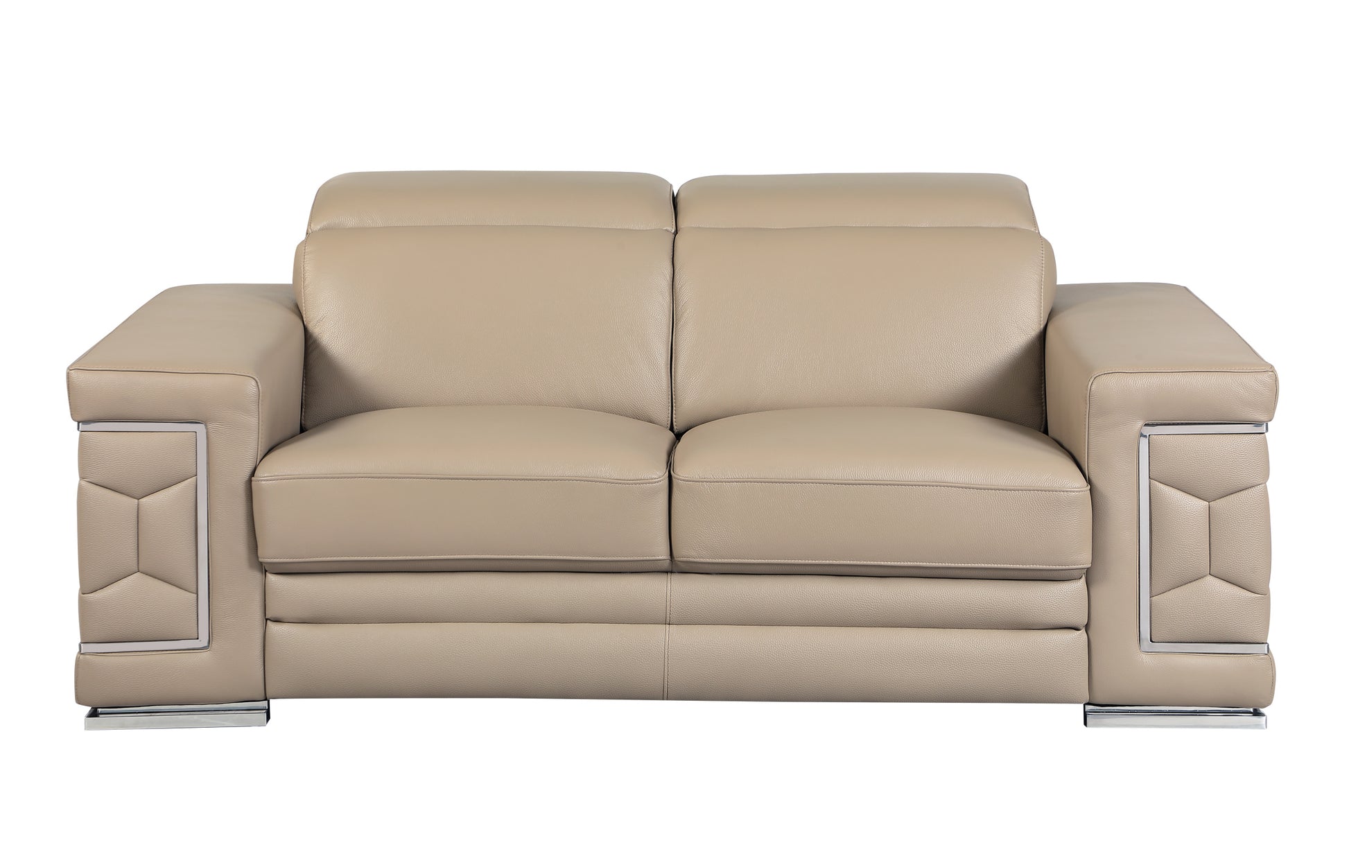 Top Grain Italian Leather Loveseat Beige Foam Leather