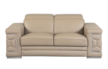 Top Grain Italian Leather Loveseat Beige Foam Leather