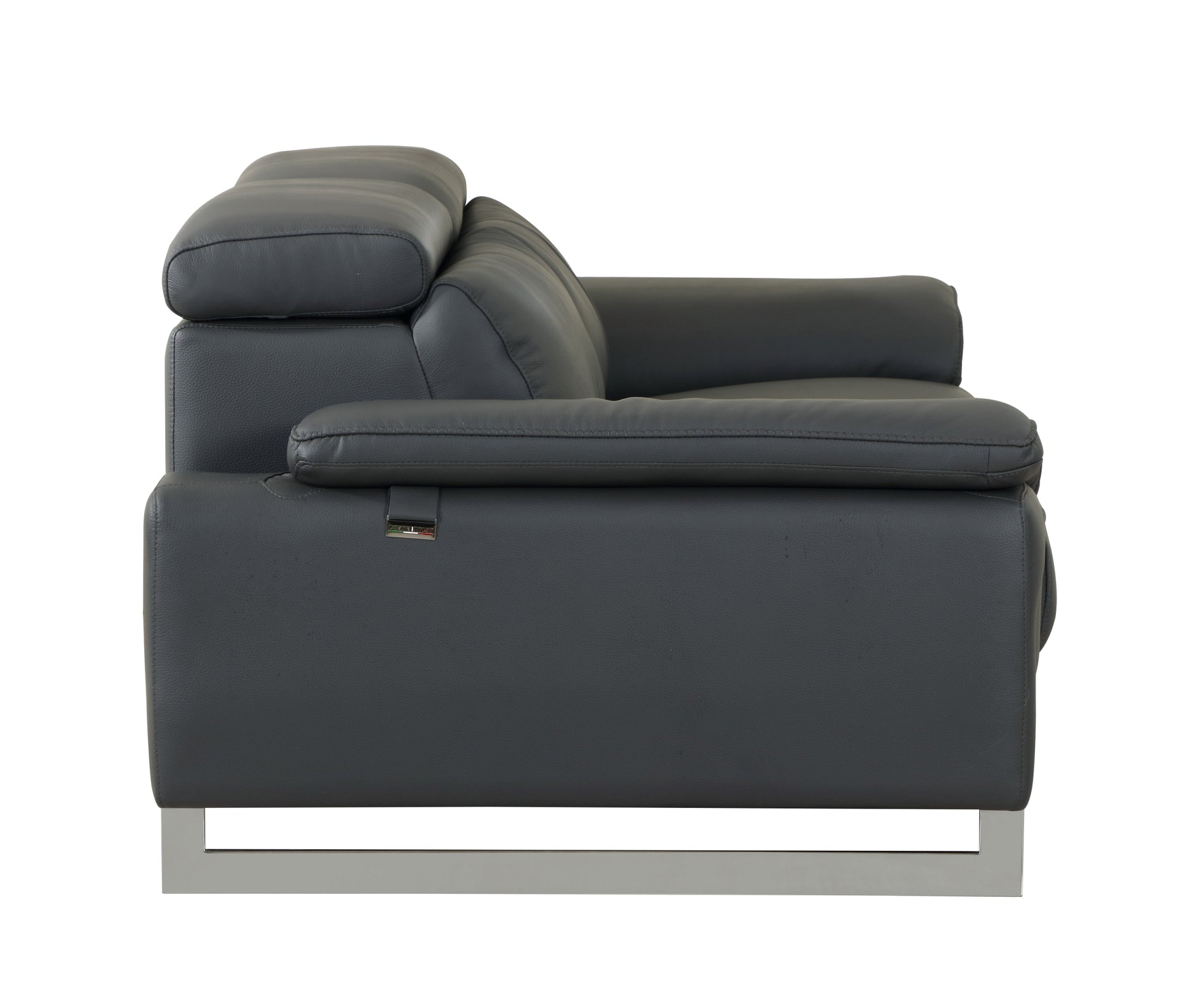 Top Grain Italian Leather Loveseat Dark Gray Foam Leather