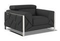 Top Grain Italian Leather Chair Dark Gray Foam Leather