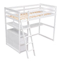 Twin Size Loft Bed With Desk And Shelves, Two Built In Drawers, White Old Sku: Gx000803Aak 1 White Pine