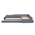 Upholstered Double Twin Size Daybed With Trundle And Drawer, Gray Gray Plywood