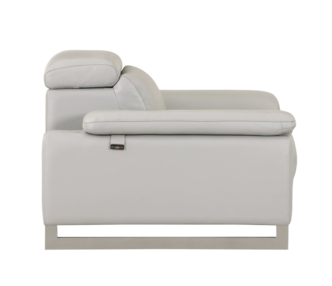 Top Grain Italian Leather Sofa Light Gray Foam Leather