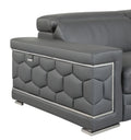 Top Grain Italian Leather Chair Dark Gray Foam Leather
