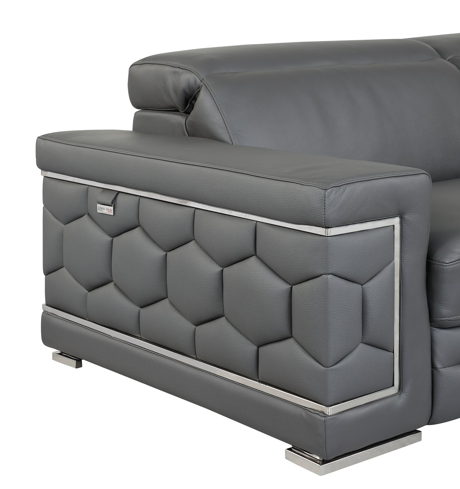 Top Grain Italian Leather Chair Dark Gray Foam Leather