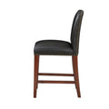 Blaire Stationary Brown Faux Leather Counter Stool With Nail Heads Dark Brown Foam Fabric