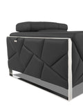 Top Grain Italian Leather Chair Dark Gray Foam Leather