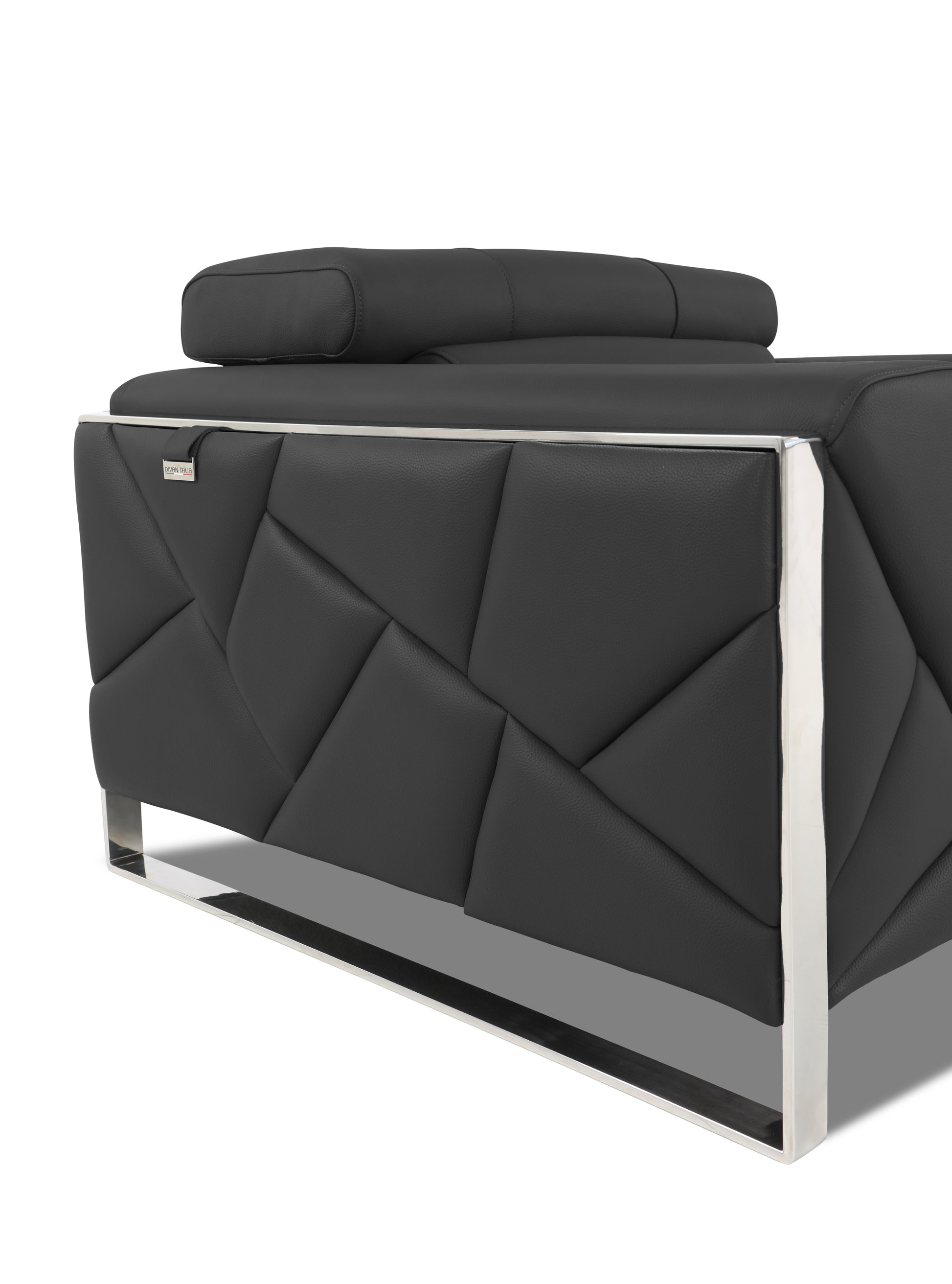 Top Grain Italian Leather Chair Dark Gray Foam Leather