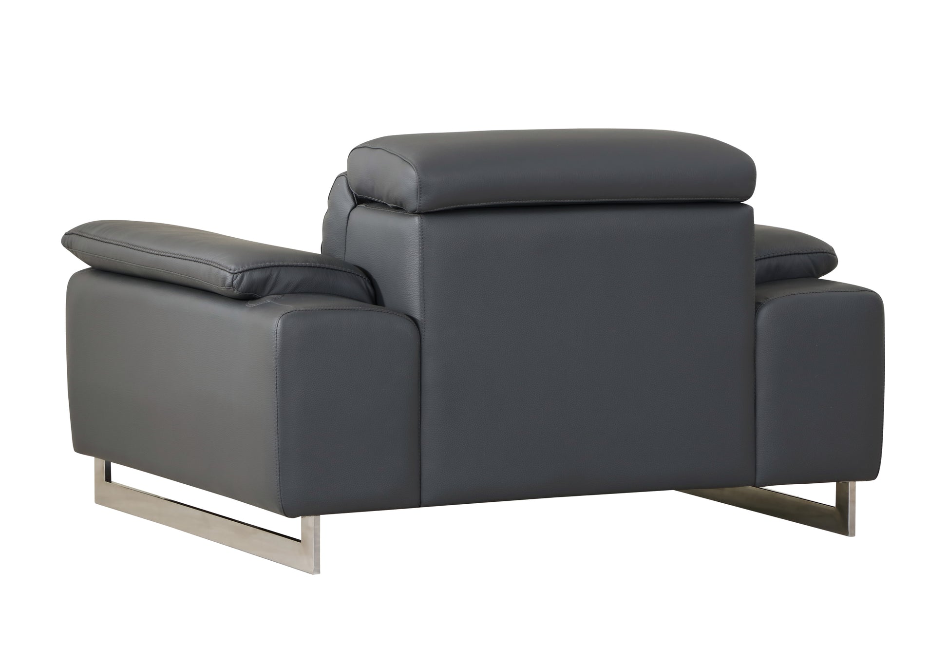 Top Grain Italian Leather Chair Dark Gray Foam Leather