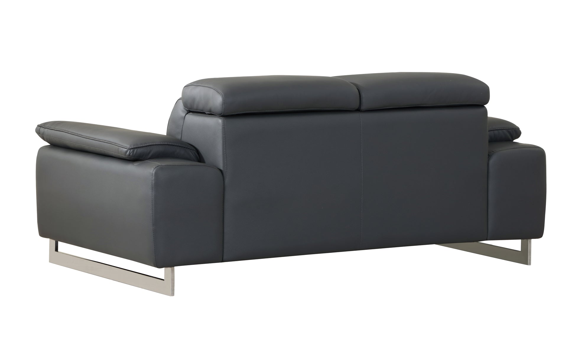 Top Grain Italian Leather Loveseat Dark Gray Foam Leather