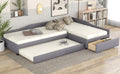 Upholstered Double Twin Size Daybed With Trundle And Drawer, Gray Gray Plywood