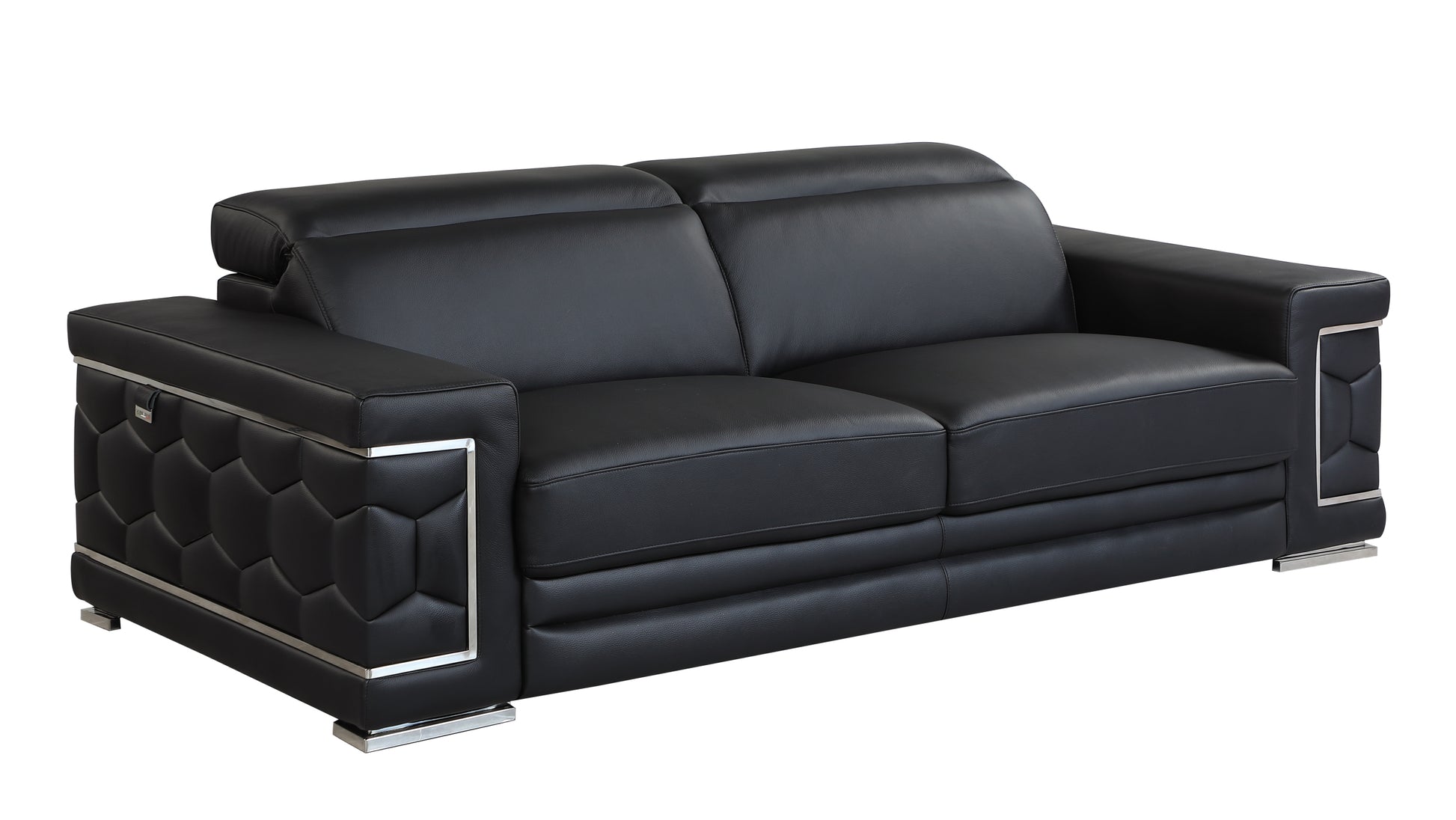 Top Grain Italian Leather Sofa Black Foam Leather