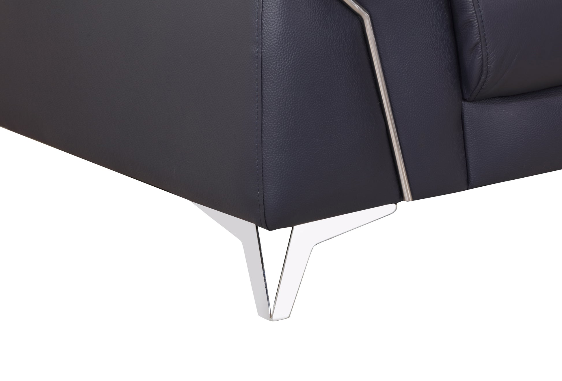 Top Grain Italian Leather Loveseat Navy Foam Leather