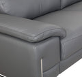 Top Grain Italian Leather Chair Dark Gray Foam Leather