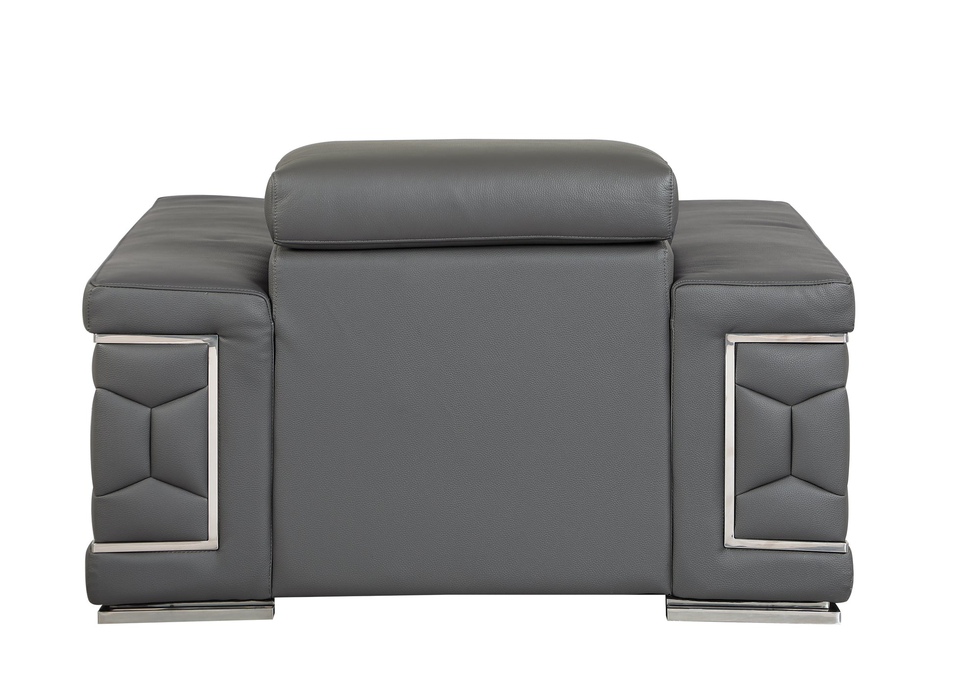 Top Grain Italian Leather Chair Dark Gray Foam Leather