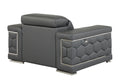 Top Grain Italian Leather Chair Dark Gray Foam Leather