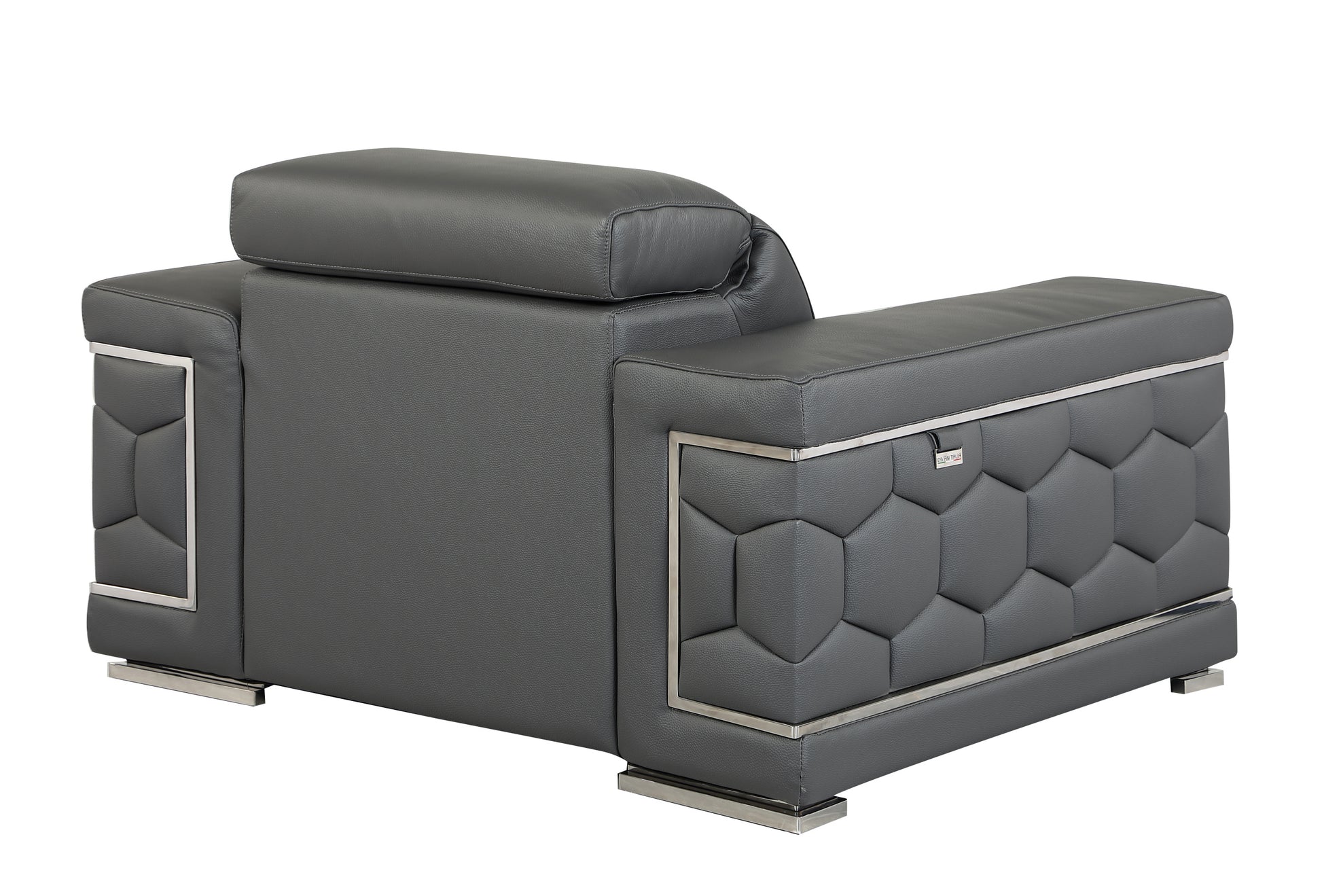 Top Grain Italian Leather Chair Dark Gray Foam Leather