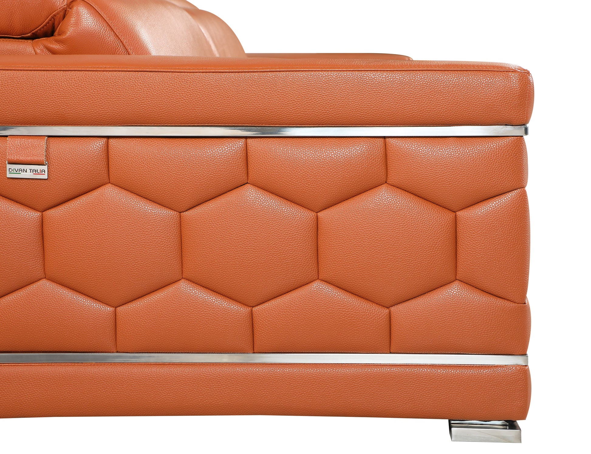 Top Grain Italian Leather Loveseat Camel Foam Leather