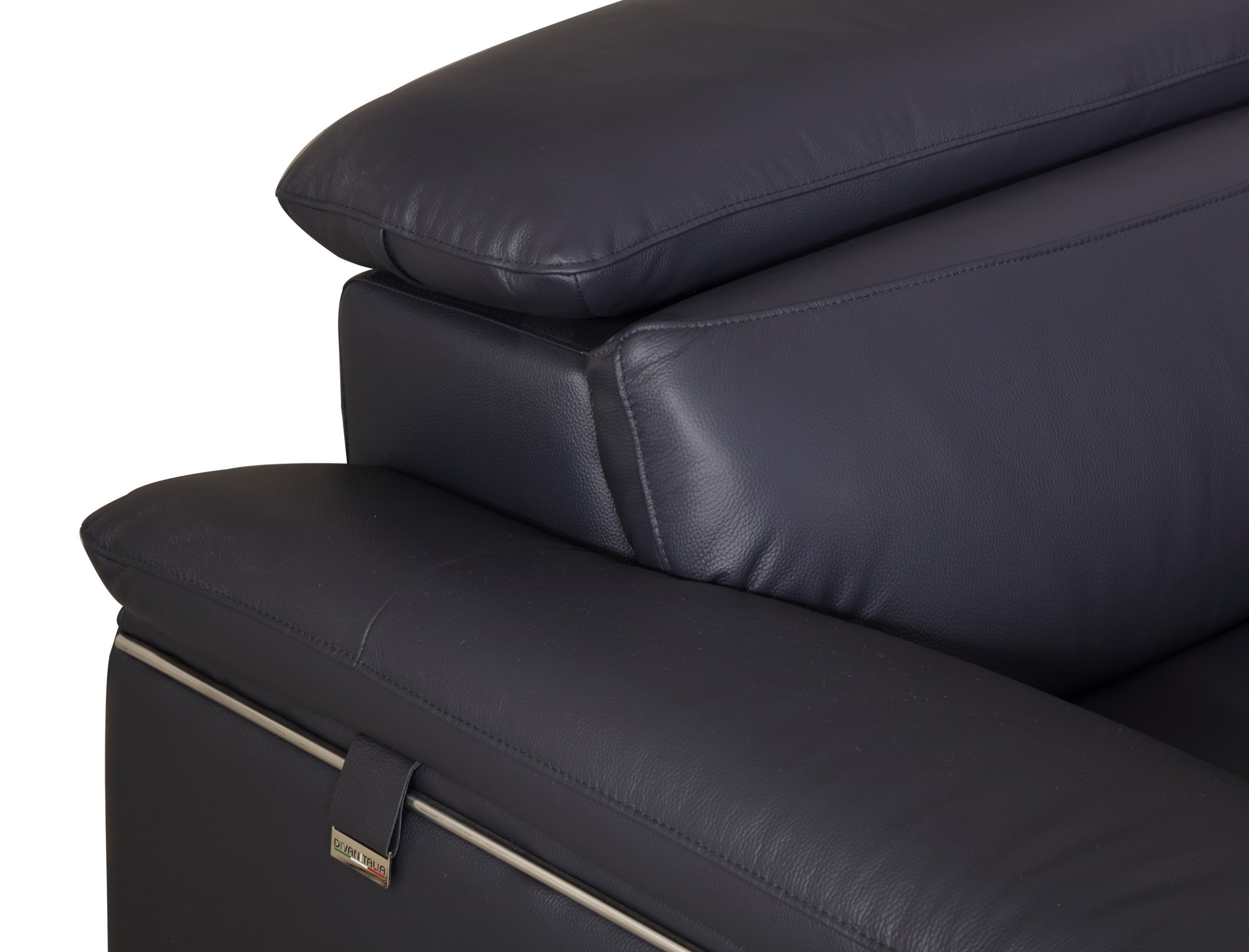 Top Grain Italian Leather Loveseat Navy Foam Leather