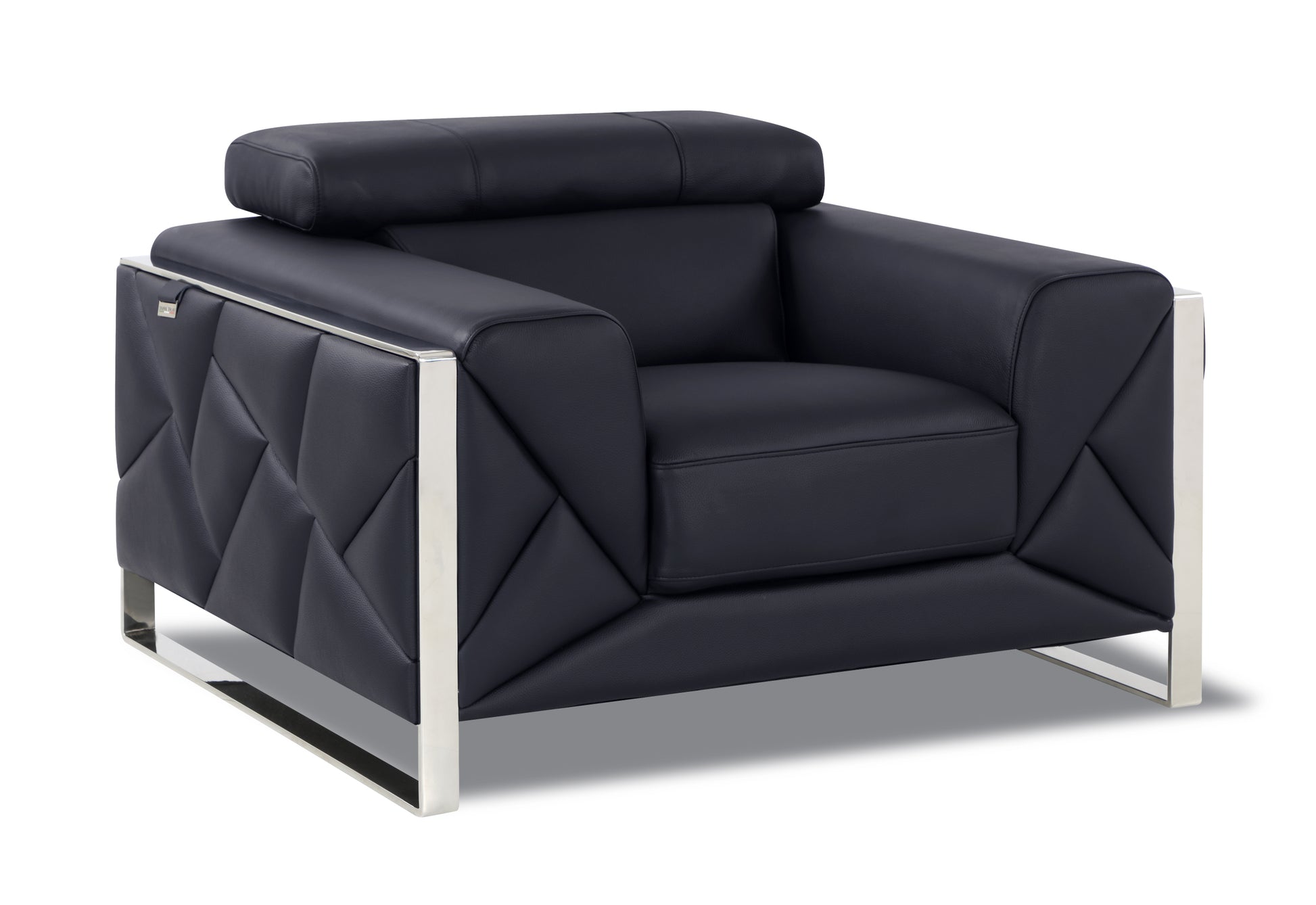 Top Grain Italian Leather Chair Black Foam Leather