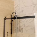 60 In. W X 74 In. H Shower Door In Matte Black With 5 16 In. 8 Mm Clear Glass Matte Black Aluminium