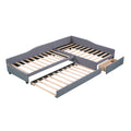 Upholstered Double Twin Size Daybed With Trundle And Drawer, Gray Gray Plywood