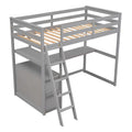 Twin Size Loft Bed With Desk And Shelves, Two Built In Drawers, Gray Old Sku:Gx000803Aae 1 Gray Pine