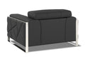 Top Grain Italian Leather Chair Dark Gray Foam Leather