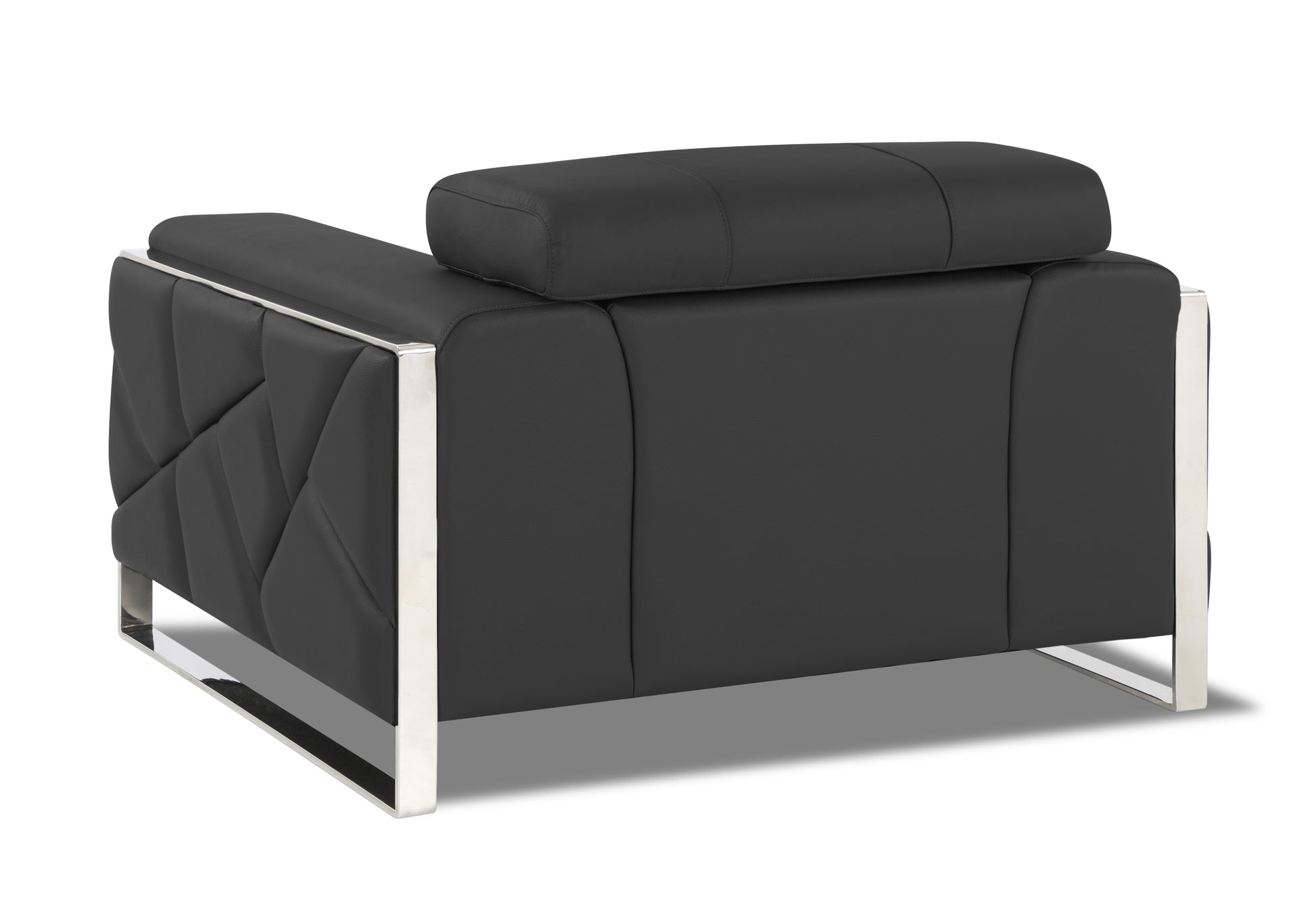 Top Grain Italian Leather Chair Dark Gray Foam Leather