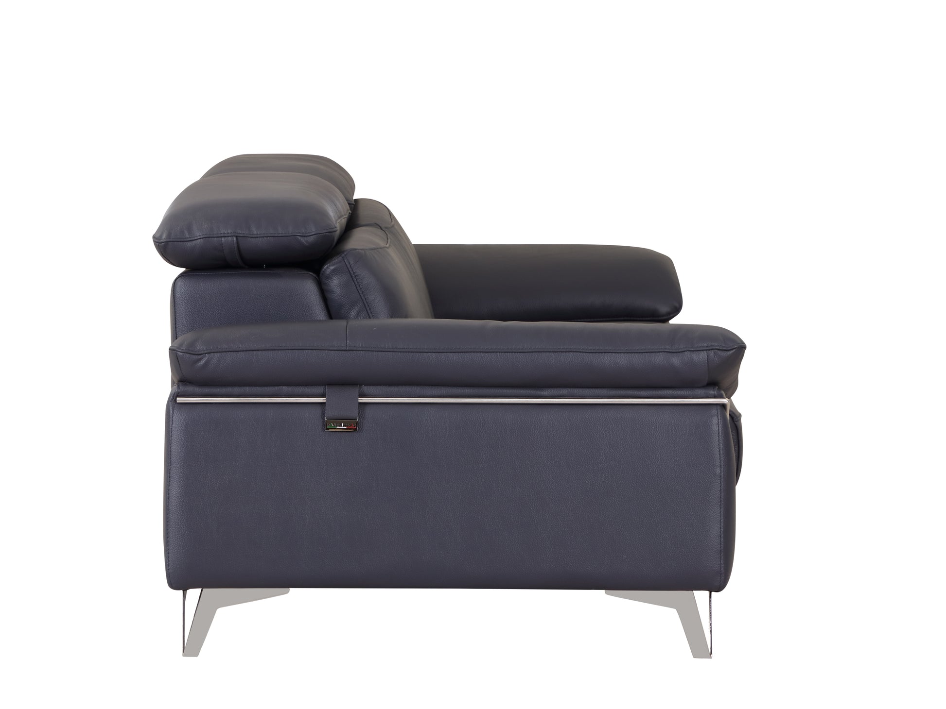 Top Grain Italian Leather Sofa Navy Foam Leather