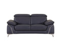 Top Grain Italian Leather Loveseat Navy Foam Leather