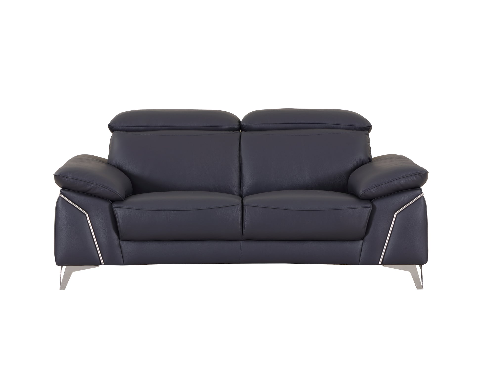 Top Grain Italian Leather Loveseat Navy Foam Leather