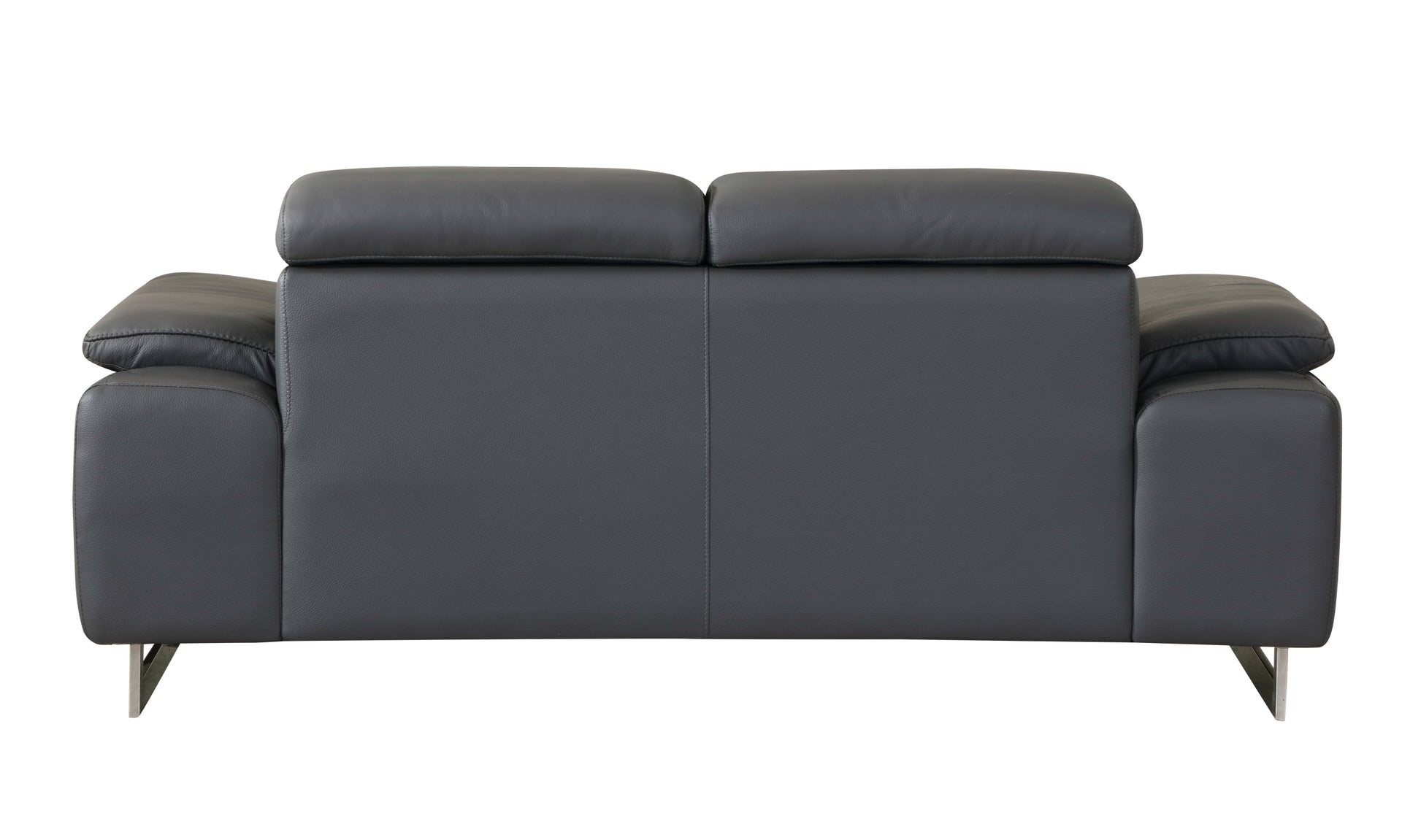 Top Grain Italian Leather Loveseat Dark Gray Foam Leather