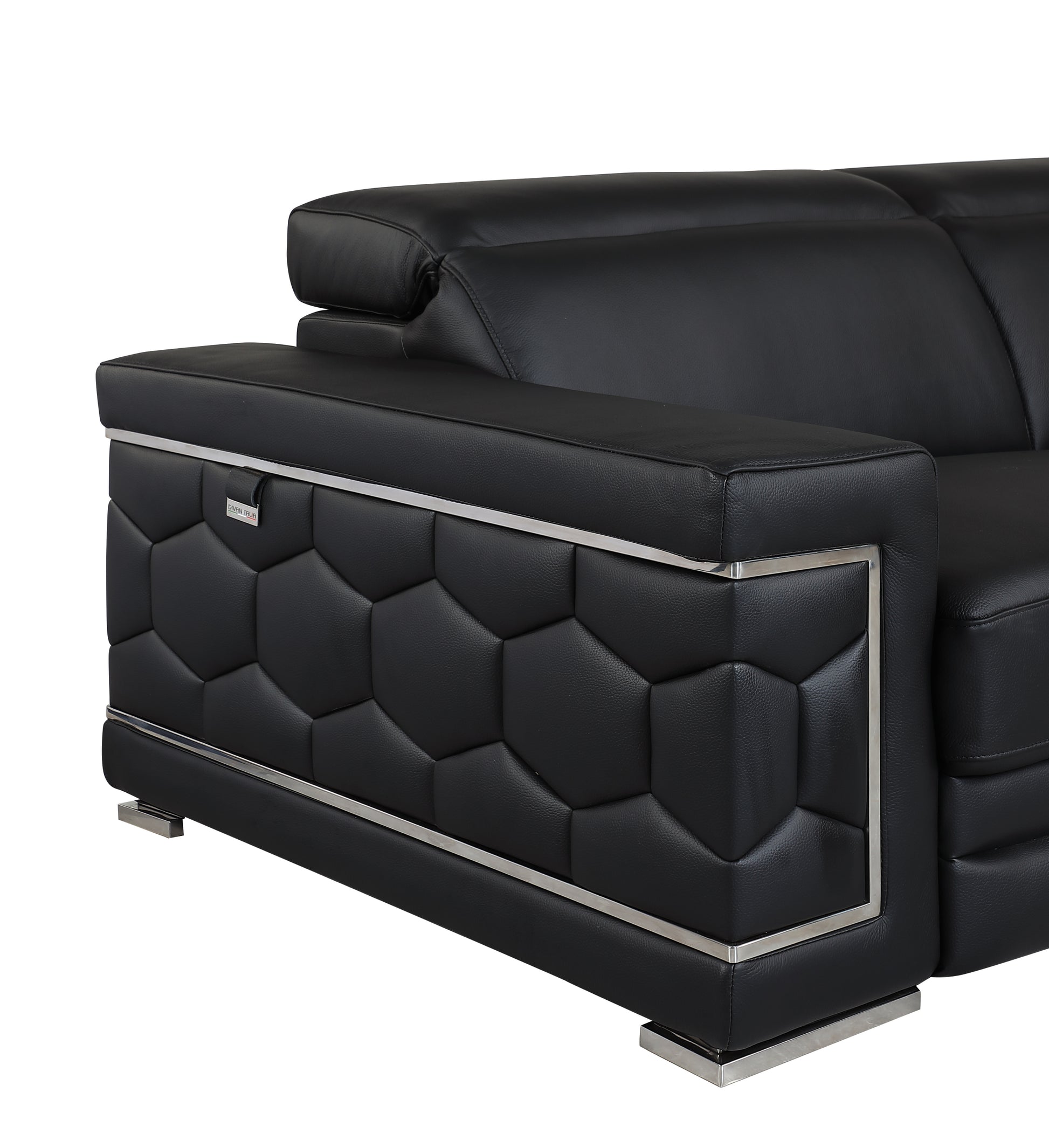 Top Grain Italian Leather Loveseat Black Foam Leather